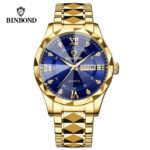 Binbond BINBOND-Men's Quartz Steel Band Watch With Waterproof Night Light And Anti Drop Glass Watch-golden - Image 2