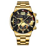 Wrist Watch For Men Luminous Analog Quartz Luxury Fashion Watch - Gold - Image 3