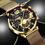 Wrist Watch For Men Luminous Analog Quartz Luxury Fashion Watch - Gold - Image 2